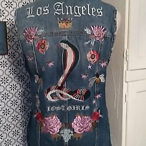 Pacsun denim jeans moto vest small
